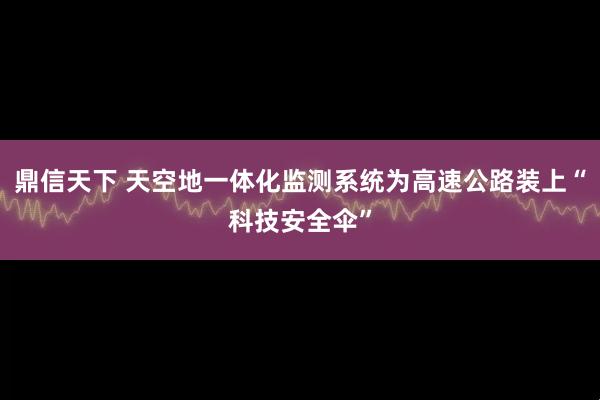 鼎信天下 天空地一体化监测系统为高速公路装上“科技安全伞”
